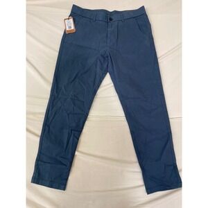 Plaid&Plain Mens‎ Chino Pants Pacific Blue Slim Straight 130201 31x27 NEW
